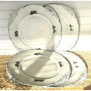 Peacock Park Design Farmhouse Chargers, Vintage White Chippy Shabby Chic, EUC